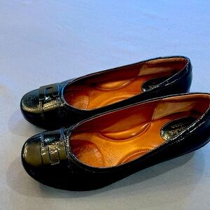 Clark's Black Patent Flat Low Wedge Shoes Size 7